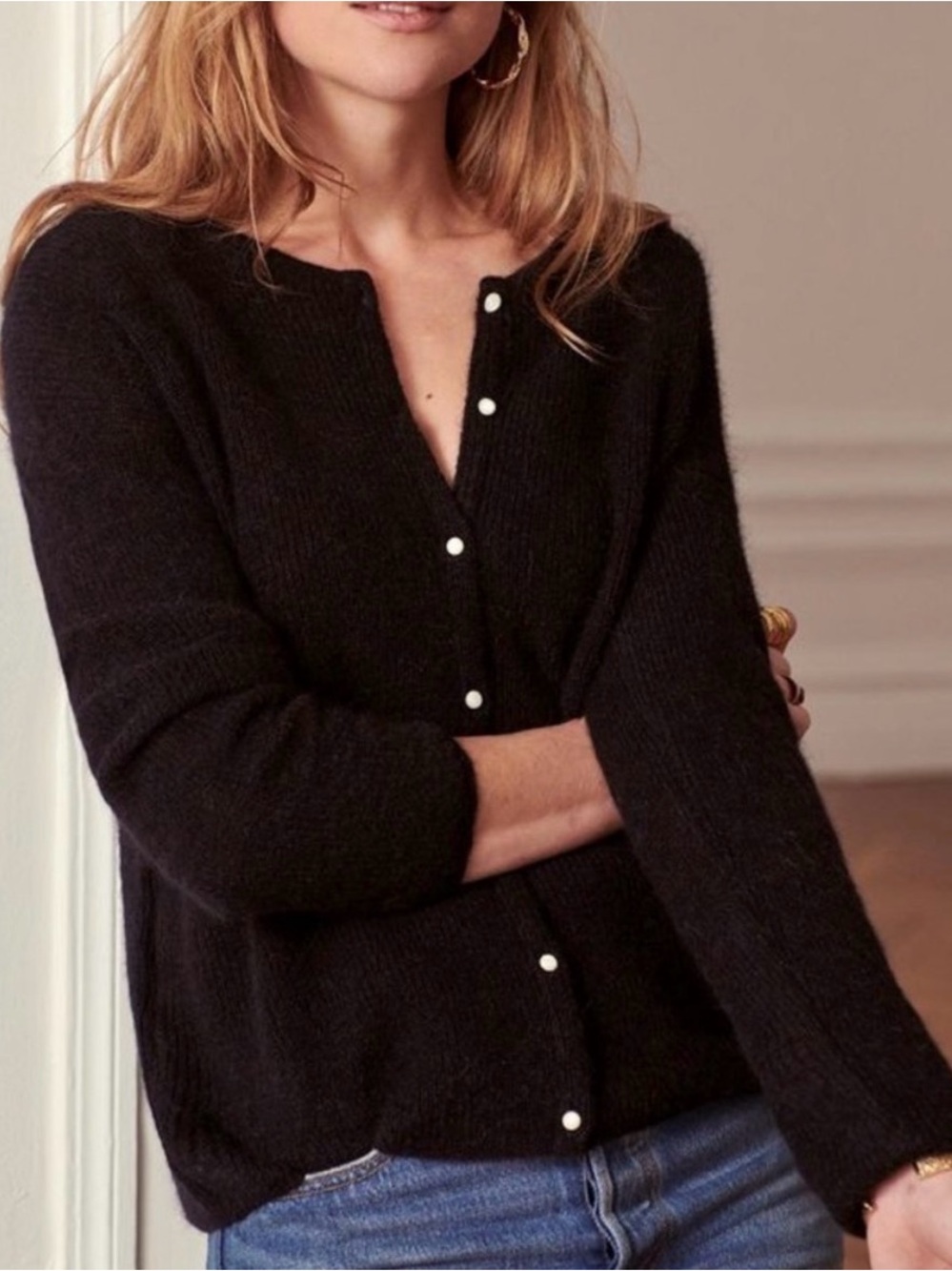 Sezane Gaspard like new Black Pearl-Button Cardigan